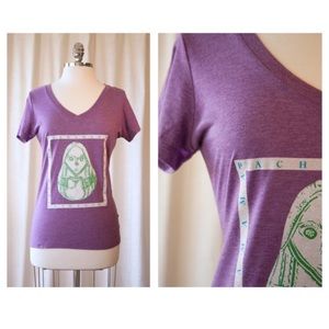 Purple Graphic Print Pachamama T-shirt Tee Tribal